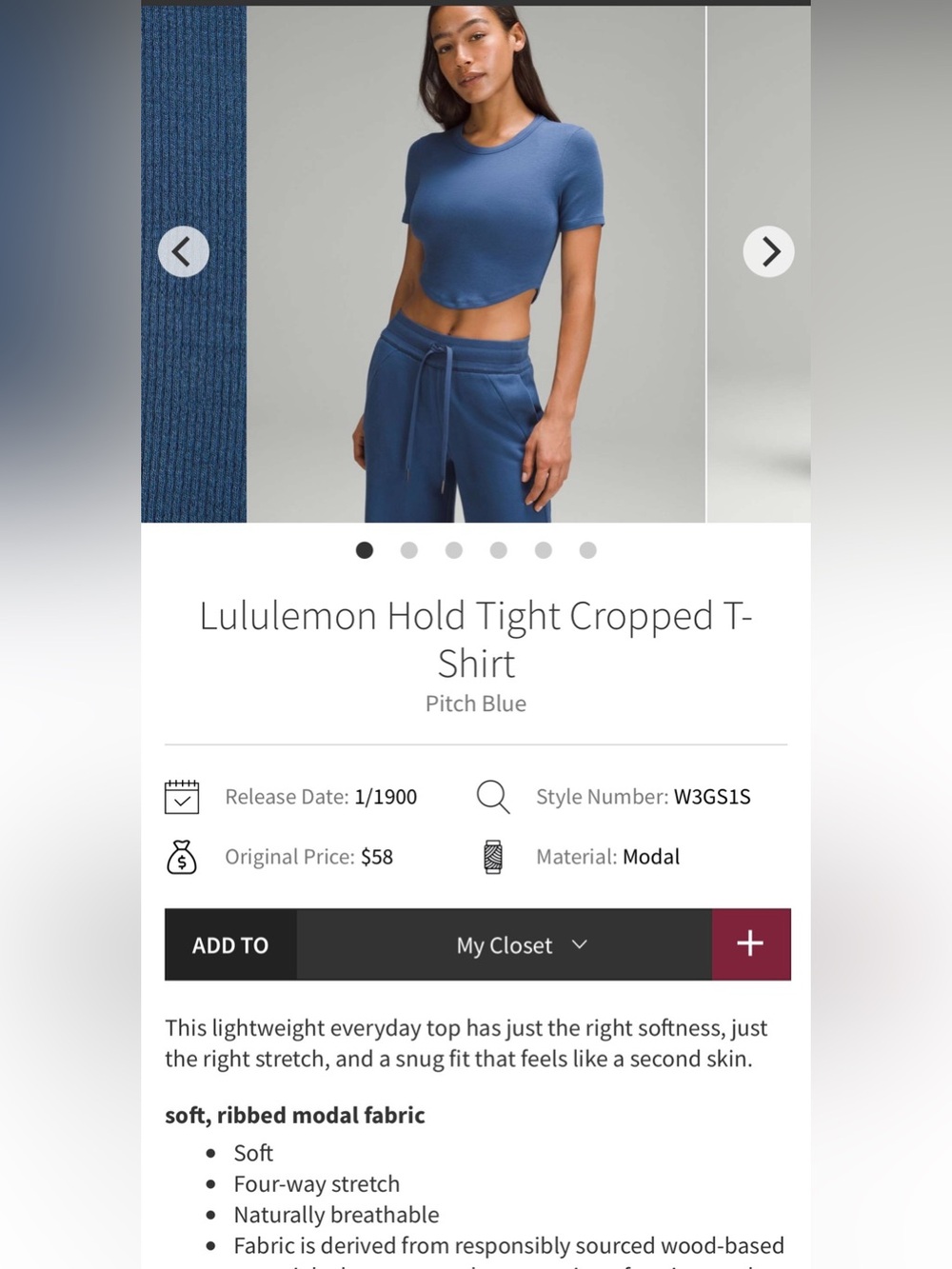 Lululemon Hold Tight Cropped T shirt